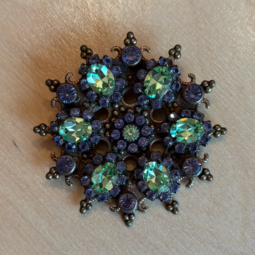 Liz Palacios signed Green and purple Brooch
